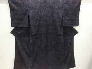 抽象花模様織出し手織り紬単衣着物